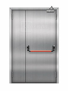 Полуторная глухая противопожарная дверь ДПМ-02 EI-15 из нержавеющей стали