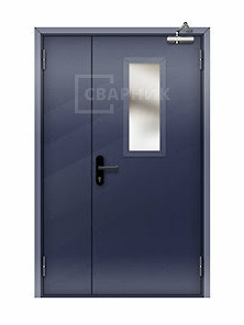 Полуторная остекленная противопожарная дверь ДПМ-02 EI-30 утепленная